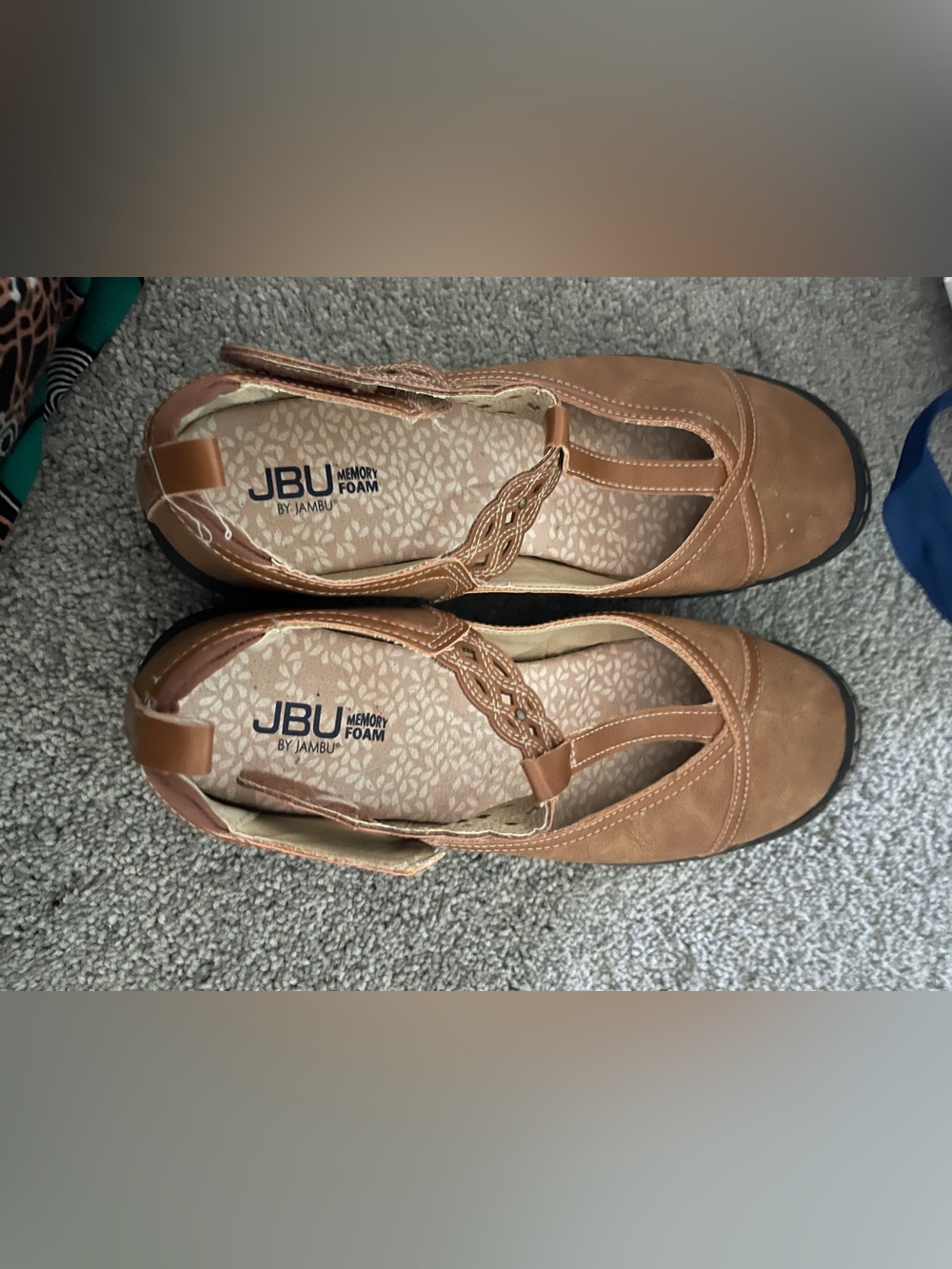 Jambu JBU Tan Mary Jane Flats with Braided Strap